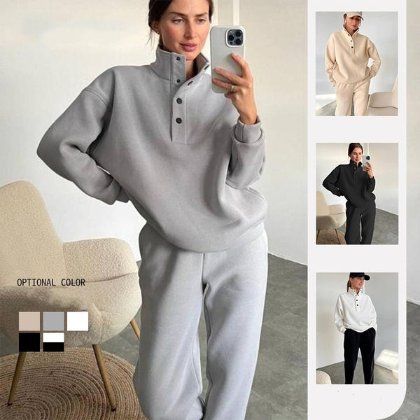 Oversized Solid Casual Pullovers Set